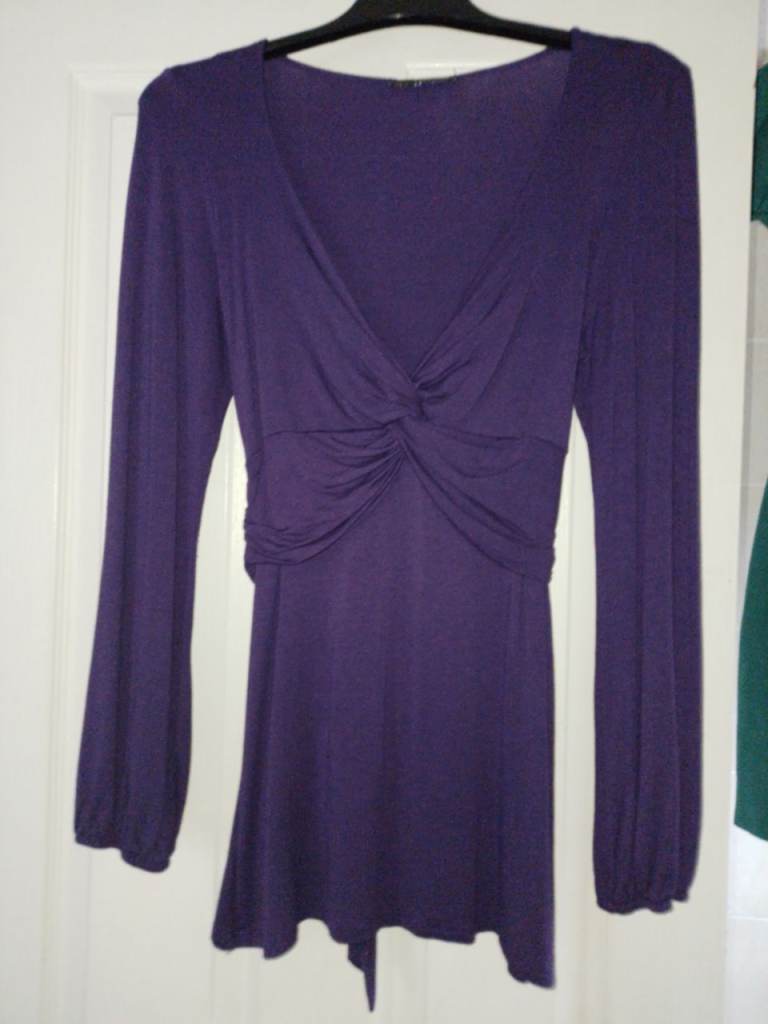 TOP/TUNIC - SIZE 14. PURPLE, 3/4 LENGTH. JANE NORMAN. EXC. COND.