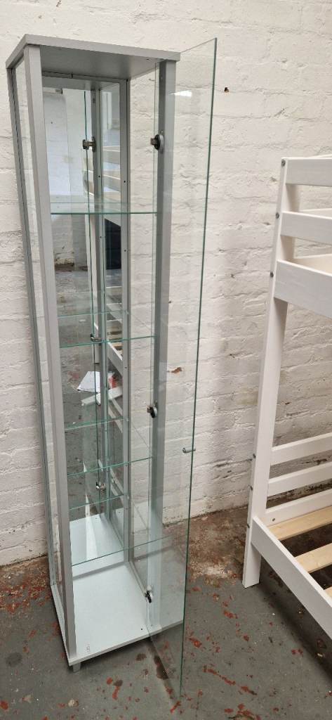 Argos home 1 glass door mirrored Display cabinet  - Silver Grey - assembled  