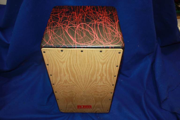 RJM Custom Cajon ~ Red Splatter Bespoke Finish ~ Made In England ~ 23in x 12in x 12in ~ £95 ono