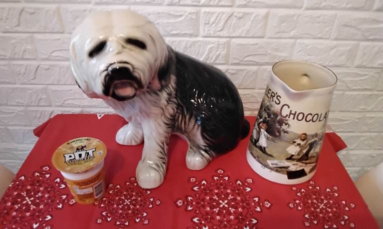 Big retro ceramic old english sheepdog ornament lovely 
