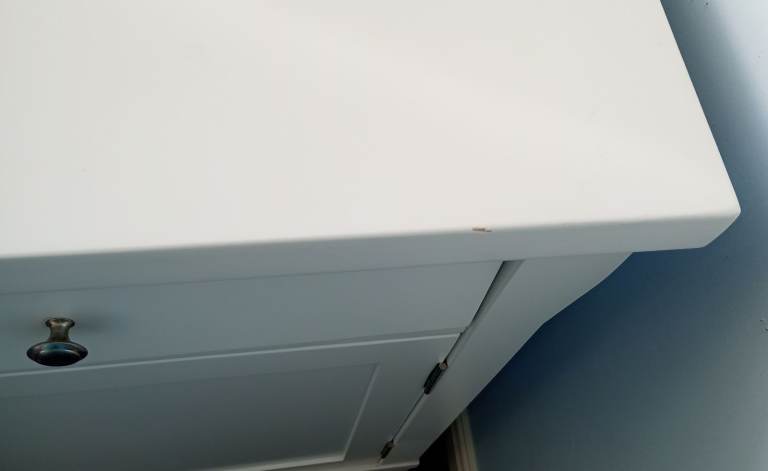 White painted solid wood computer desk 