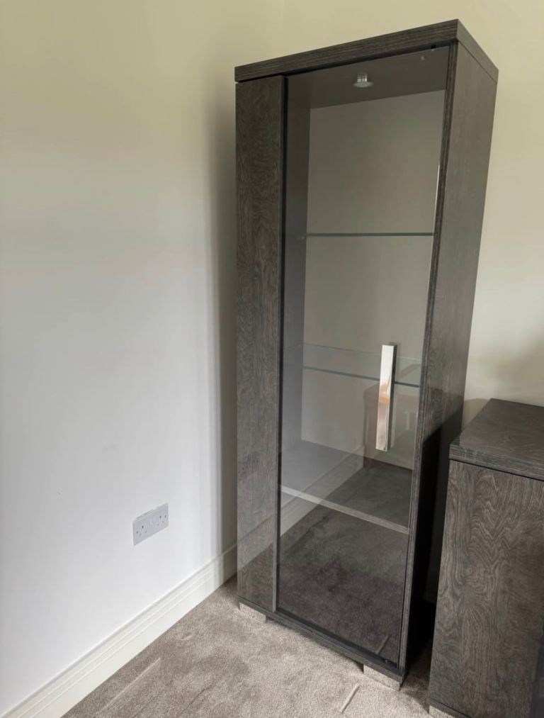 Sarah Grey Birch Italian Display Cabinet – Excellent Condition