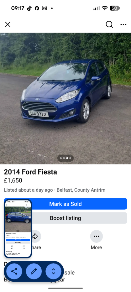 Ford, FIESTA, Hatchback, 2014, Manual, 1498 (cc), 5 doors