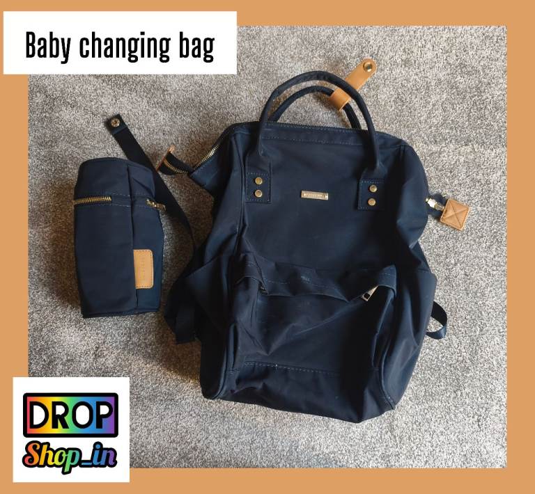 bababing baby changing Nappy bag Strong Navy Used With  Bottle Warmer
