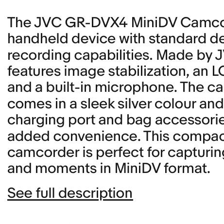 JVC Digital Video Camera GR-DVX4