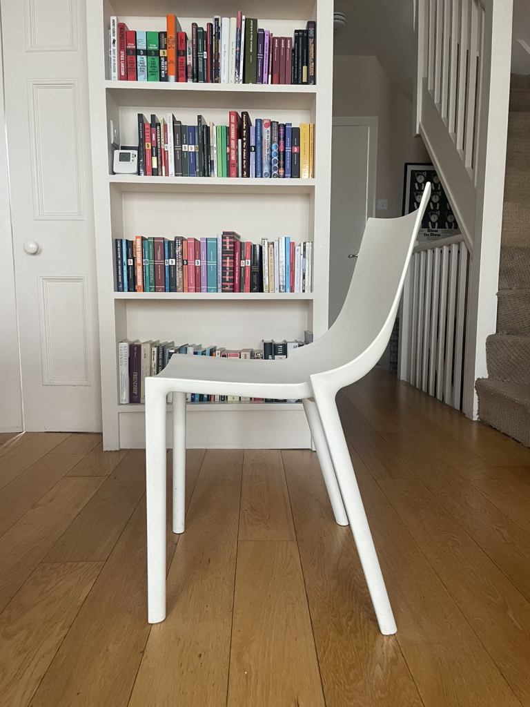 BO Driade chair, by designer Philippe Starck, beige, stackable