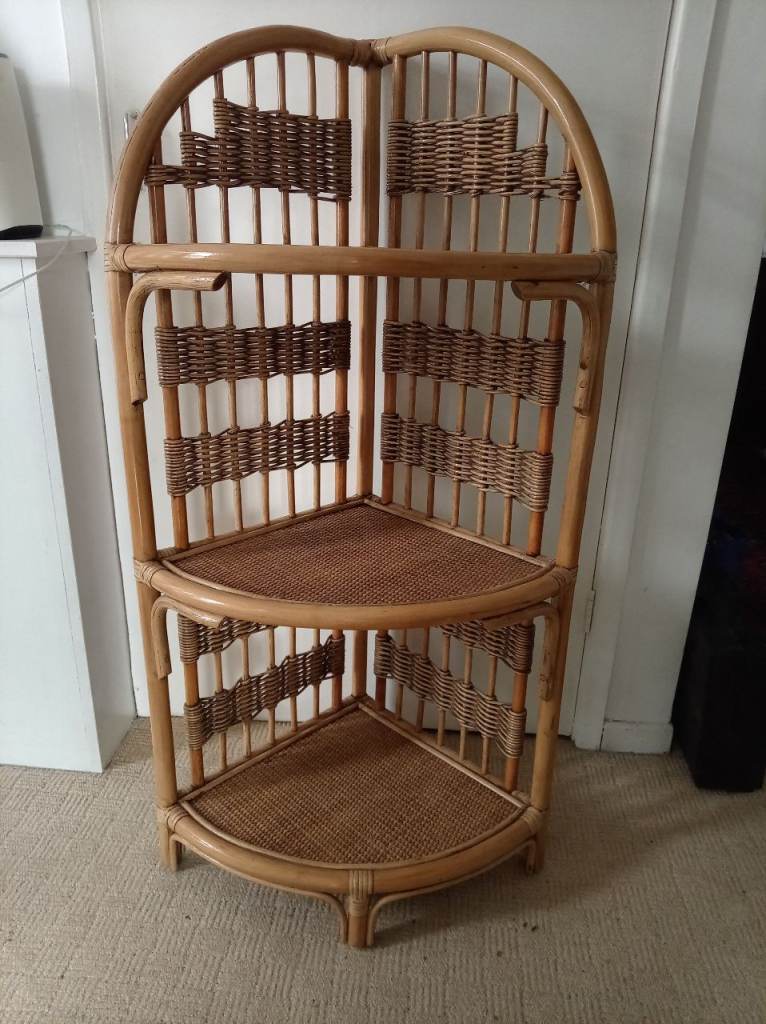 Corner shelving Rattan Wicker Bamboo H 112cm 
