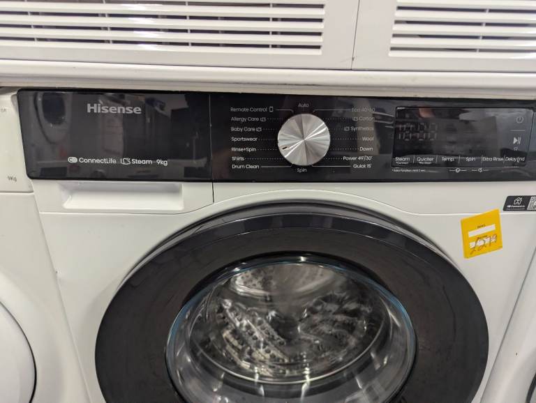 hisense, 3s series, 9kg load, 1400rpm spin speed, washing machine, white £279__
