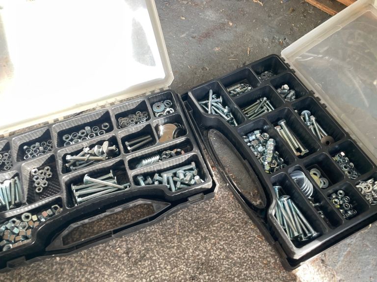 Assorted Bolts Nuts Washers in 2 Organiser Cases