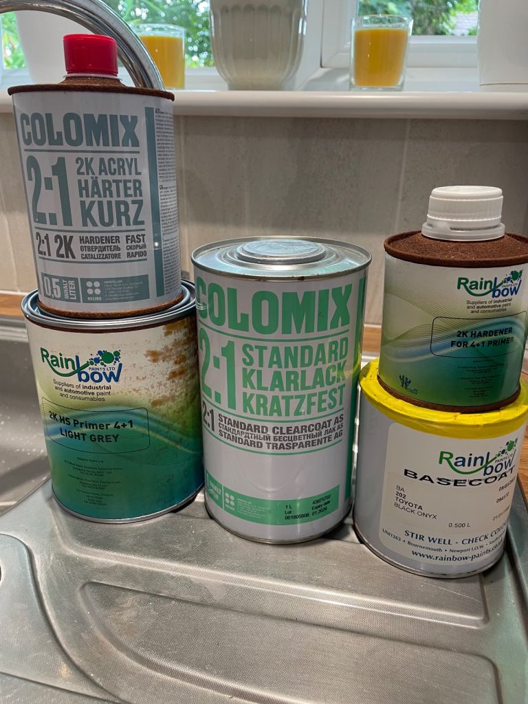 2k paints primer clear black hardener 