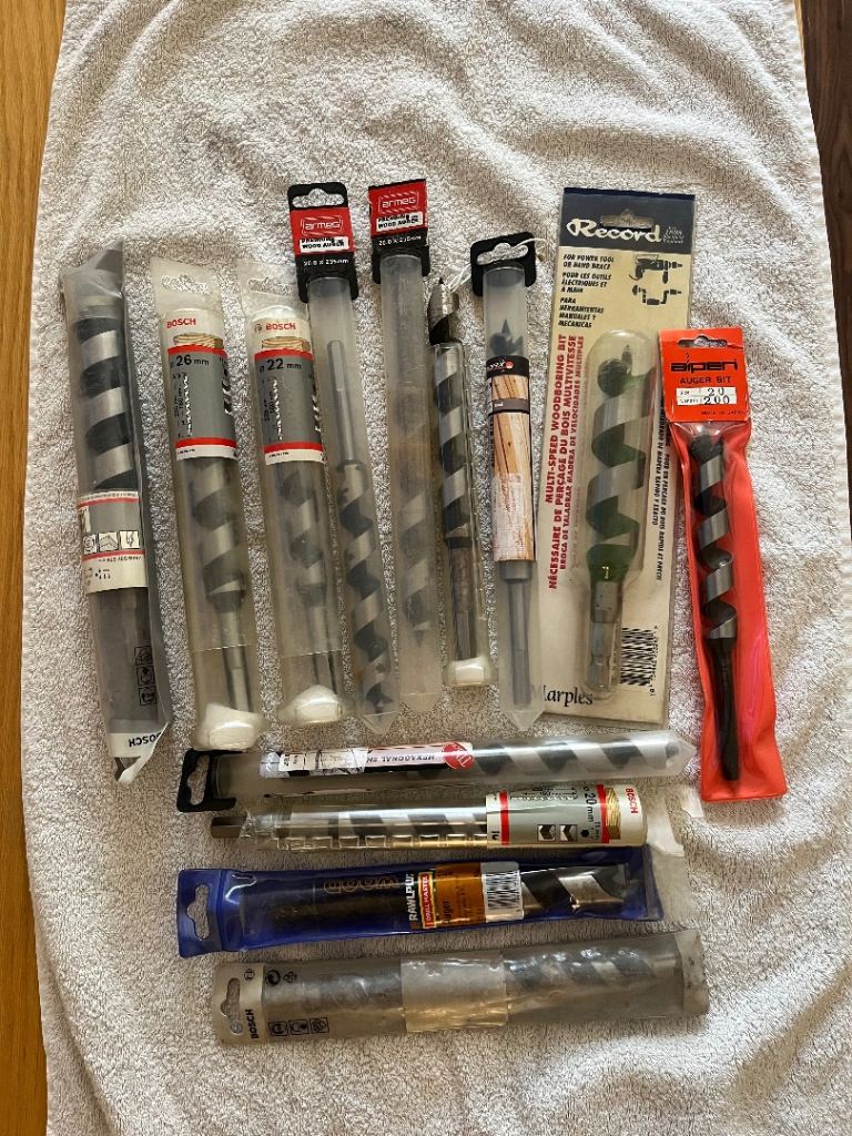 Bosch & Various Auger Wood Drill Bits X 13