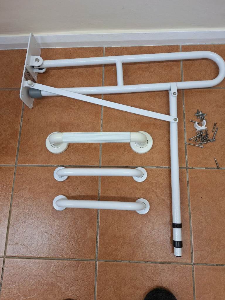 White Folding Grab Rail & Grab Bars – As Good As New