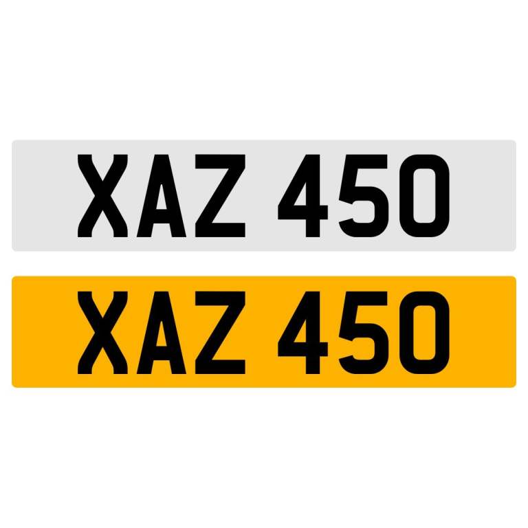 XAZ 450 NUMBER PLATE REGISTRATION NUMBERPLATE REGISTRATION CHERISHED DATELESS NORTHERN IRISH NI