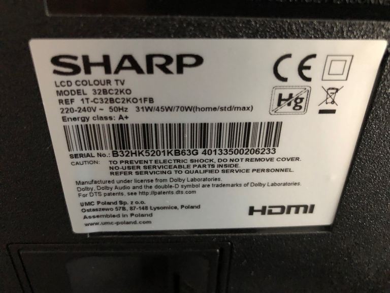 Sharp 32 inch TV 