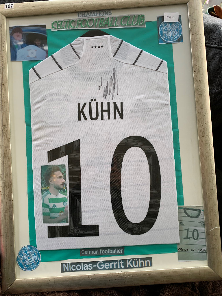 framed ex Celtic player Nicolas gerrit Kuhn signed German shirt 