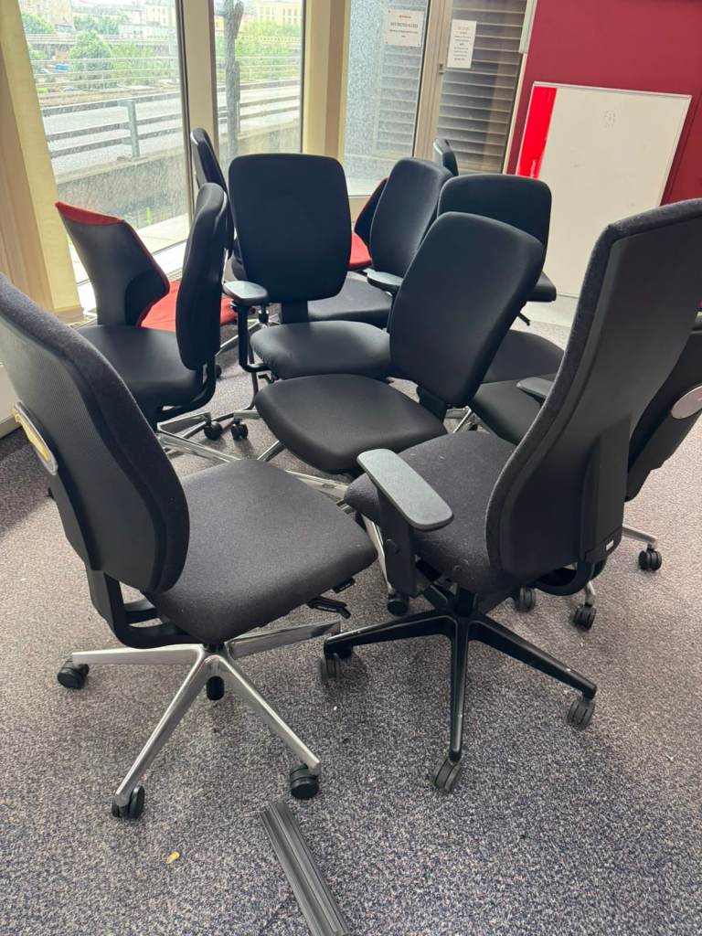 Black Office Chairs with Wheels – Good Condition