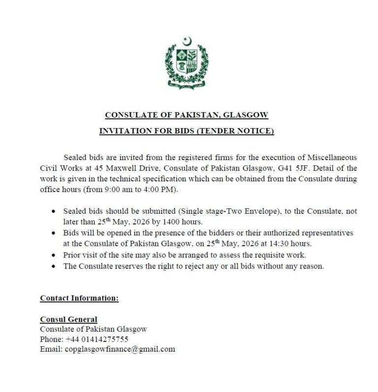 INVITATION FOR BIDS (TENDER NOTICE)