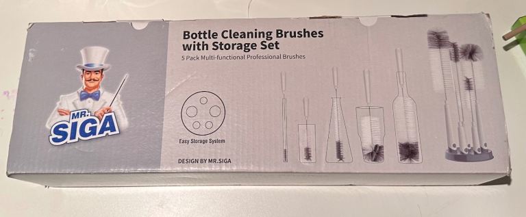 MR.SIGA 5 Pack Bottle Brush Cleaning Set with Storage Holder