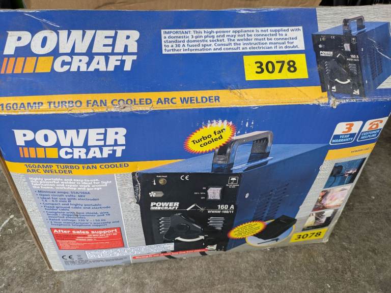 Power Craft 160A Arc Welder - Turbo Fan Cooled, As Good As New