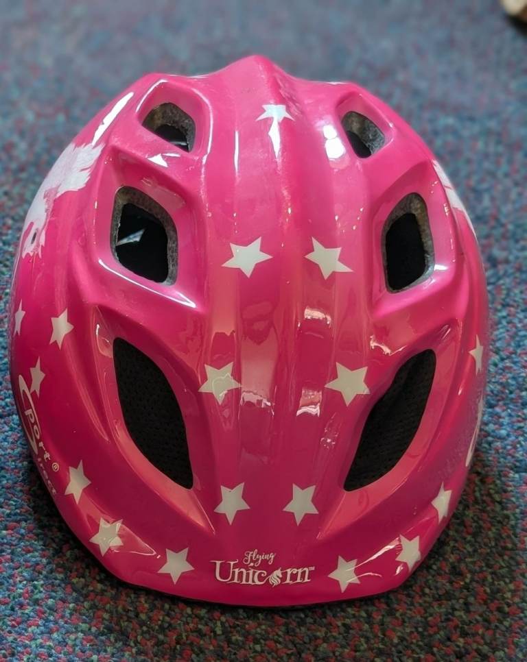 Girls Pink 'Happy Unicorn' Bike Helmet - Good Condition