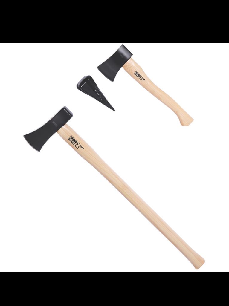 Forge steel wood splitting set 3 piece axe