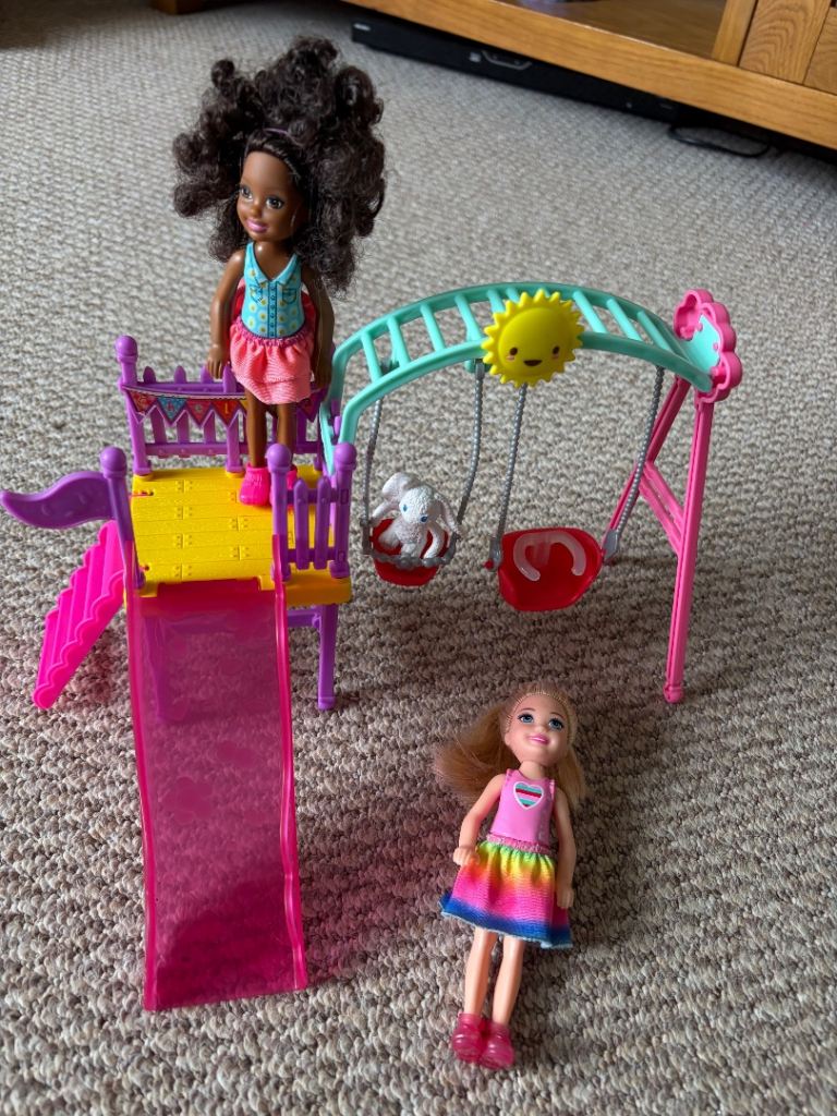 Barbie Chelsea Dolls with Playground Set – Good Condition