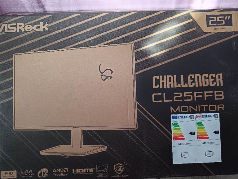 144Hz Gaming Monitor 25 Inch 1080p 1Ms AMD FreeSync HDMI ASRock CL25FFB 16:9 FHD