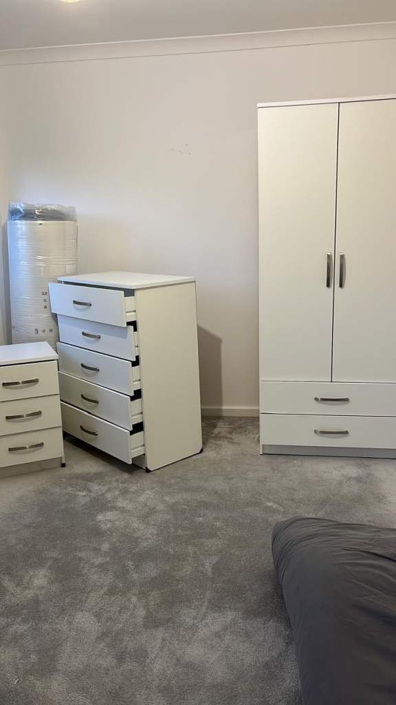 Bedroom Furniture Set – Wardrobe, Drawers, Bedside Table Drawer