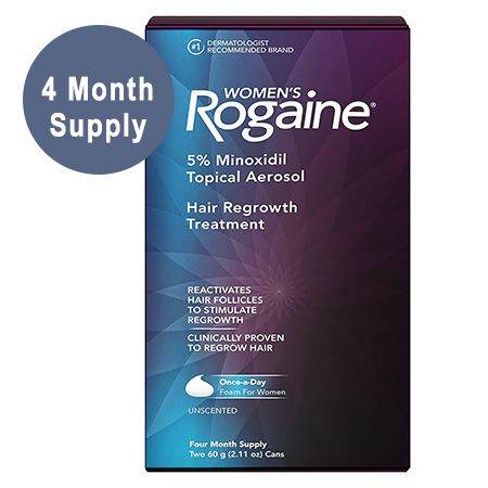 4 Month Supply (2 x 60g Cans,  by Pfizer) Women’s Rogaine 5% Minoxidil Foam Hair Thinning and Loss