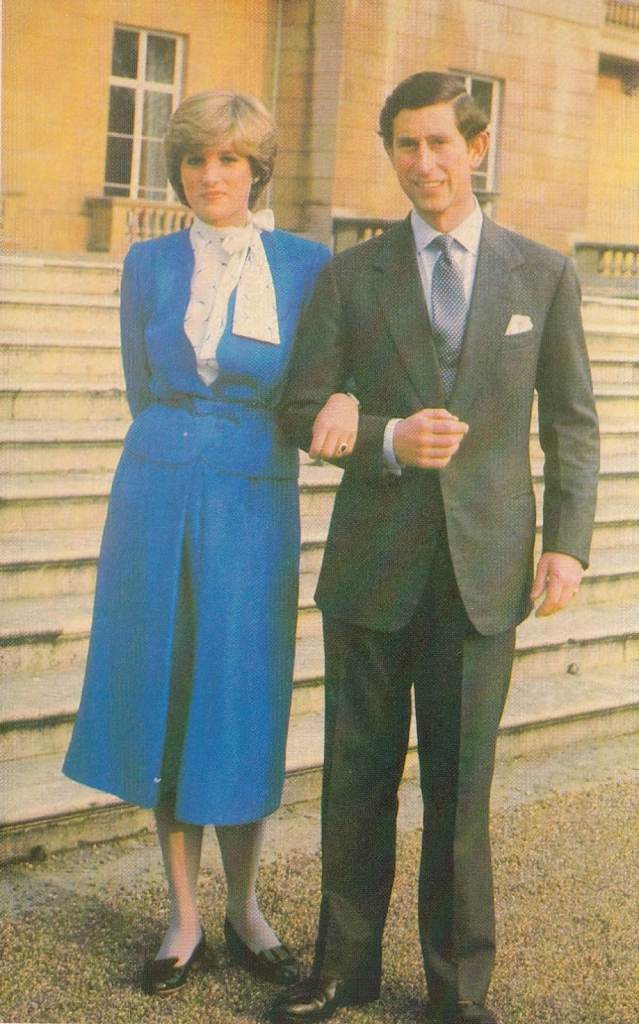 08. A framed Diana Princess of Wales & King Charles postcard