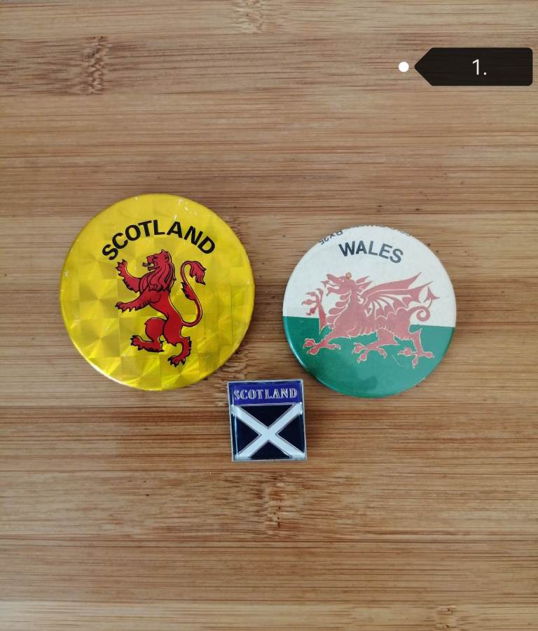 Vintage National Great Britain Scotland & Wales used pin badges x 3 