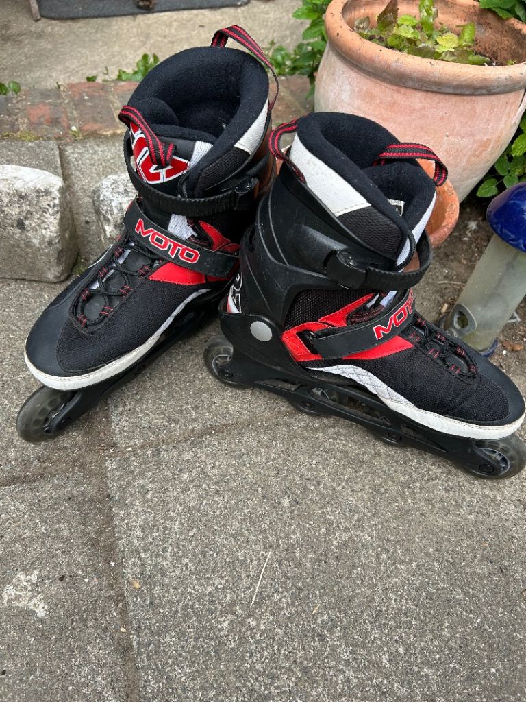 K2 Moto Inline Skates - Black/Red, Good Condition
