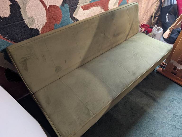 Green Fabric Sofa Bed – Fair Condition