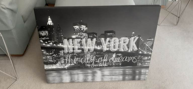 LARGE CANVAS PICTURE - NEW YORK CITY IN BLACK & WHITE - THE CITY OF DREAMS
