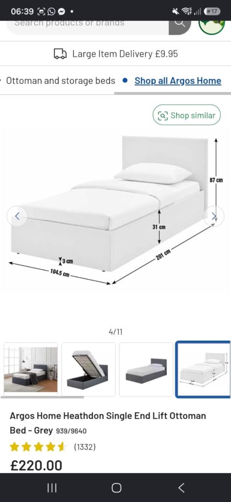 Habitat Heathdon End Lift Ottoman Single Bed - Grey With mattress if wanted