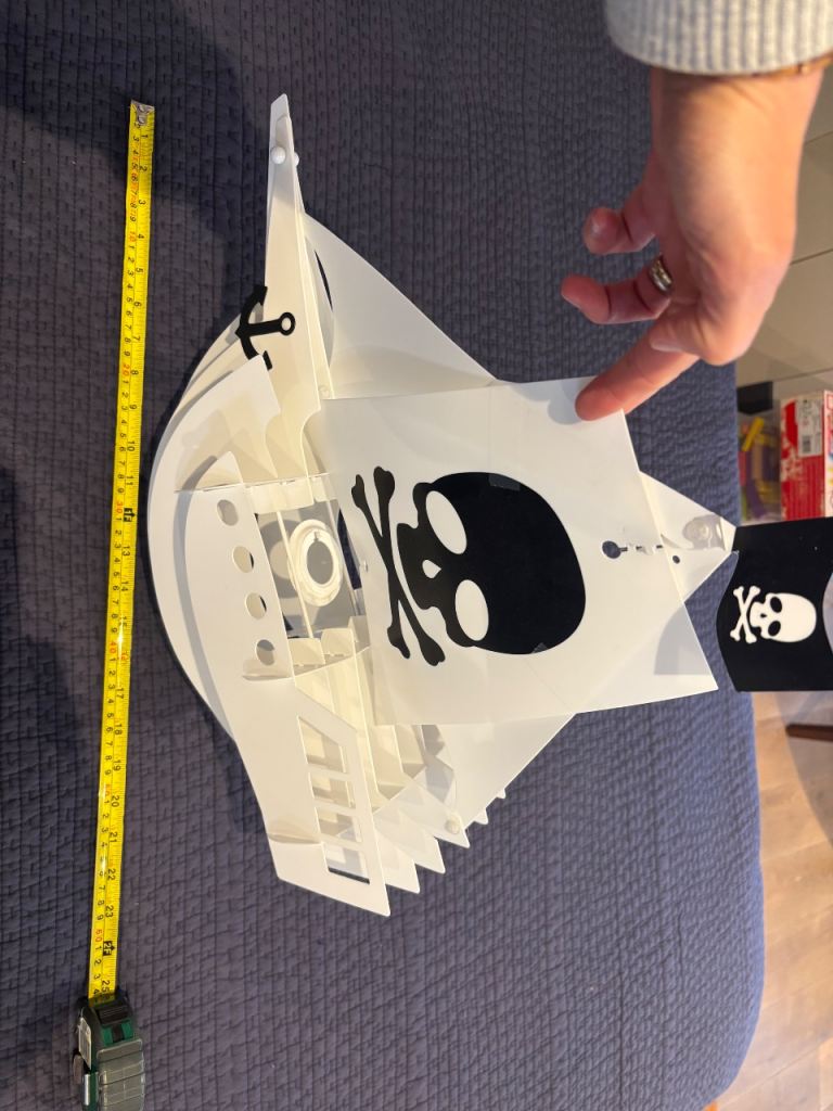 White plastic pirate ship lampshade