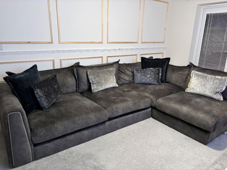 DFS Devine Grey corner sofa + footstool