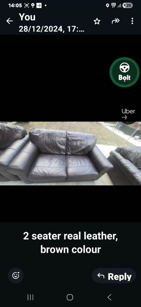 Real leather 2 seater Sofas
