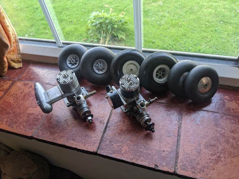 RC Model Aircraft Engines and Wheels - Good Used Condition