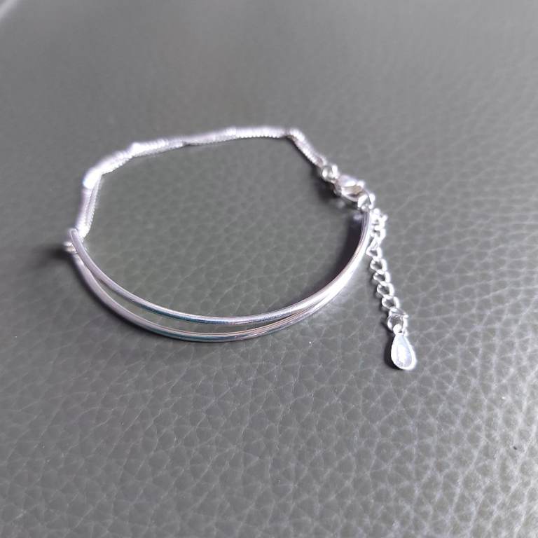 Sterling Silver Double Strand Ankle Bracelet –Brand Good As New