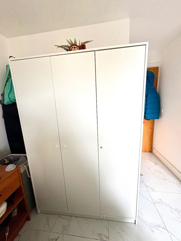 Wardrobe IKEA with 3 doors, white, 117x55x176 cm