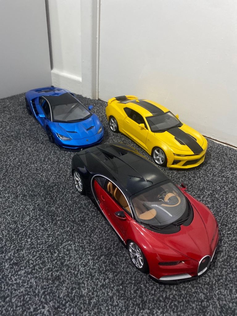 Set of 3 Die-Cast Toy Cars - Blue, Yellow, Red/Black