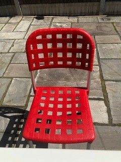 Garden Table and 4 x Red Chairs