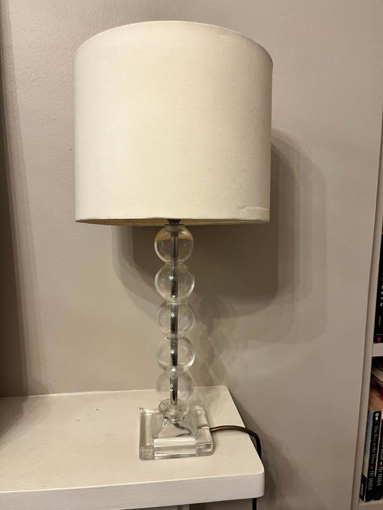 Stylish Clear Acrylic Table Lamp with Cream Shade