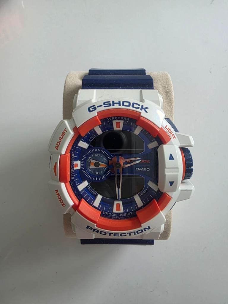 Casio G-SHOCK Watch - White, Orange & Blue, Good Condition
