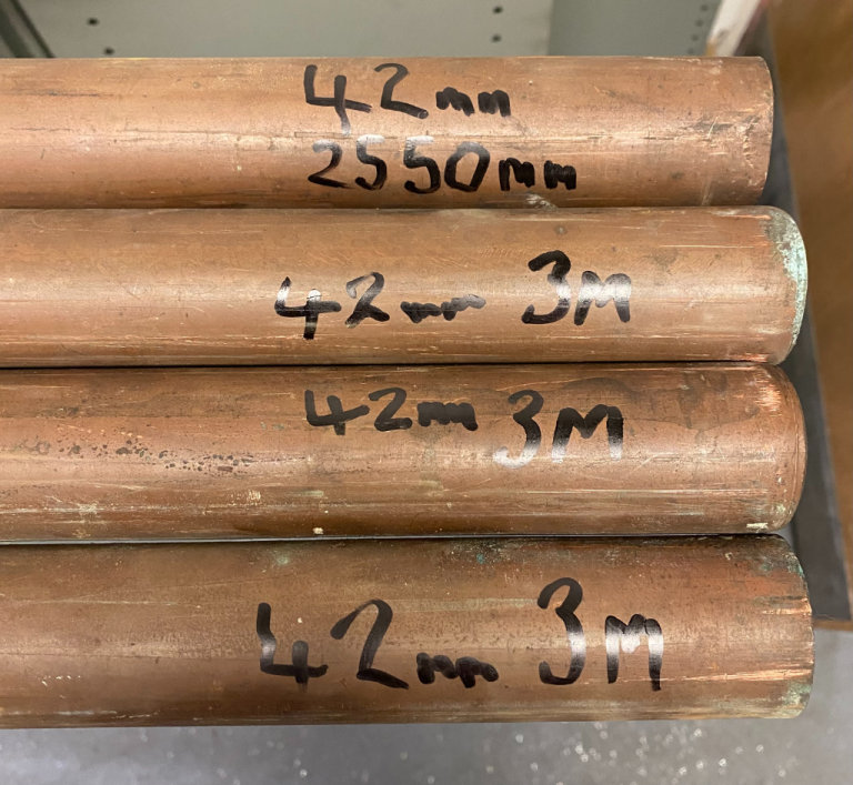 Copper pipe 42mm x 23M. New, Old Stock.