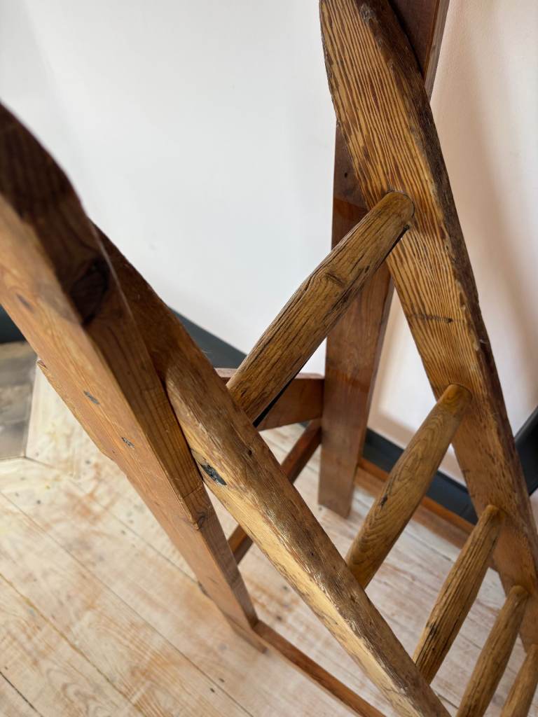 Lovely rustic pine library steps, artisan-made and pre-loved.