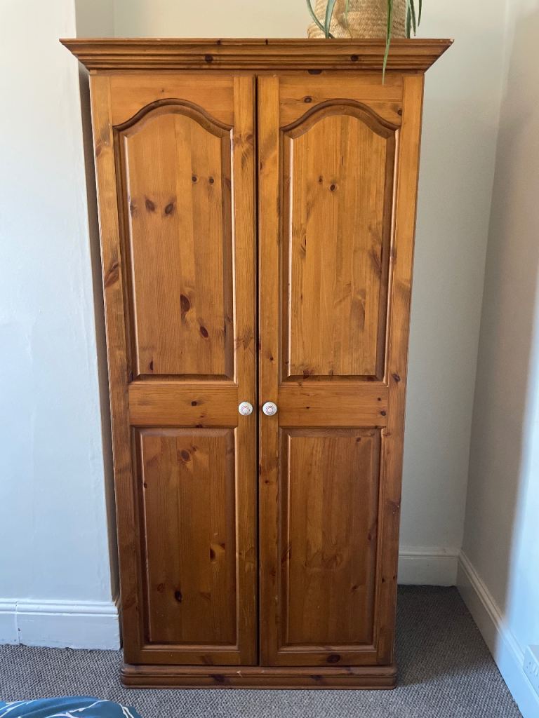 Solid Pine Wardrobe with Two Doors – Good Condition