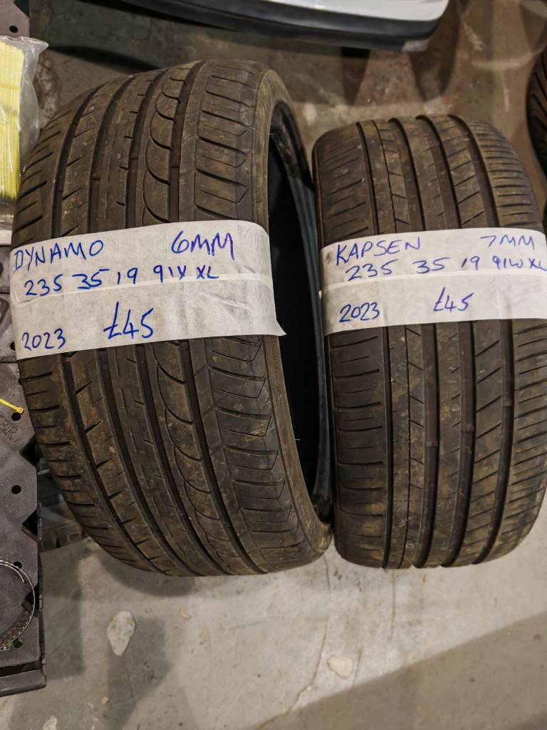 2x 235 35 19 tyres 6mm tread 