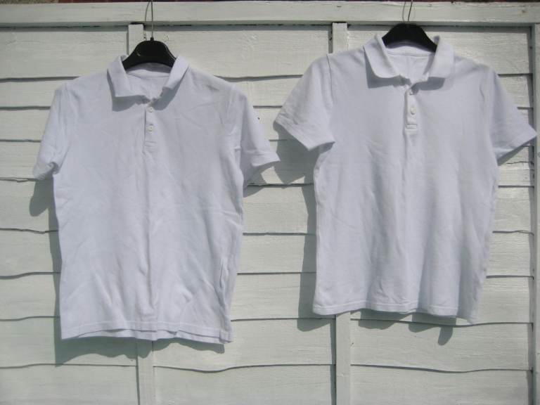 2 White 100% Cotton Short Sleeved Shirts for Age 13 Children: 2 for £3.00